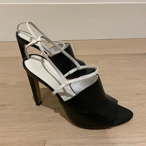 Alexander Wang black and white leather sling back heels. - Picture 2 of 6